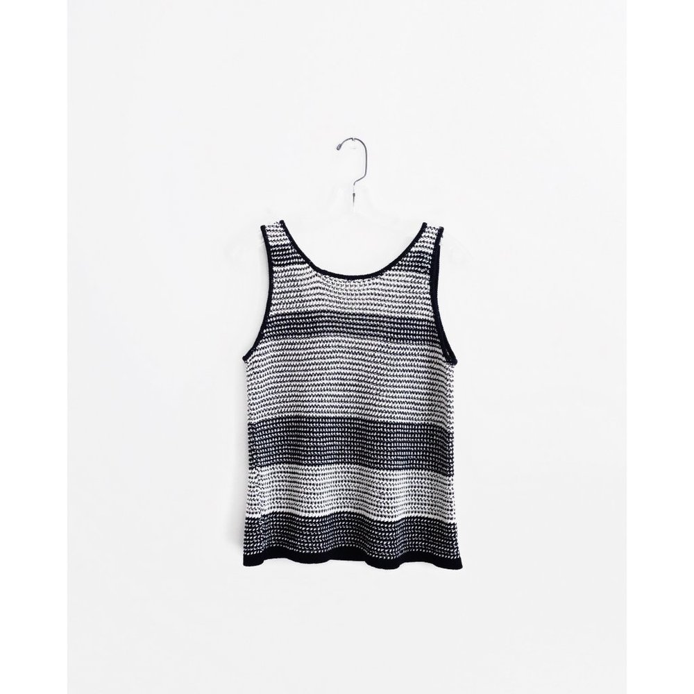 Becken Black White Broad Stripe Knit Tank Top sz M